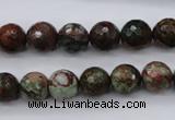 COP965 15.5 inches 14mm faceted round green opal gemstone beads