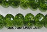 COQ103 15.5 inches 12*16mm faceted rondelle dyed olive quartz beads