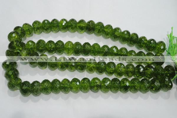 COQ103 15.5 inches 12*16mm faceted rondelle dyed olive quartz beads