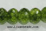 COQ104 15.5 inches 13*18mm faceted rondelle dyed olive quartz beads