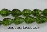 COQ108 15.5 inches 8*12mm faceted teardrop dyed olive quartz beads