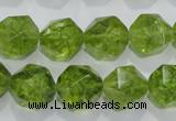 COQ118 15.5 inches 12mm faceted nuggets dyed olive quartz beads