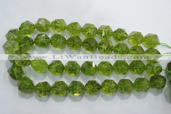 COQ121 15.5 inches 18mm faceted nuggets dyed olive quartz beads