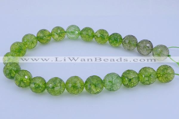 COQ17 16 inches 16mm faceted round dyed olive quartz beads wholesale