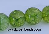 COQ18 16 inches 18mm faceted round dyed olive quartz beads wholesale