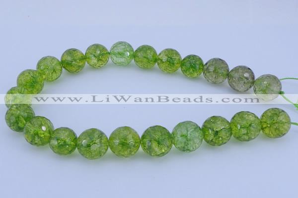 COQ19 16 inches 20mm faceted round dyed olive quartz beads wholesale