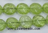 COQ25 16 inches 15mm flat round dyed olive quartz beads wholesale