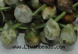 COS03 15.5 inches 10*14mm faceted teardrop ocean stone beads wholesale