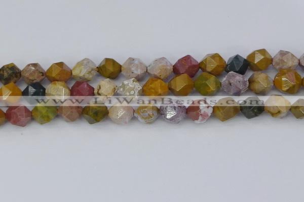 COS213 15.5 inches 12mm faceted nuggets ocean jasper beads