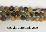 COS244 15.5 inches 12mm flat round ocean stone beads wholesale