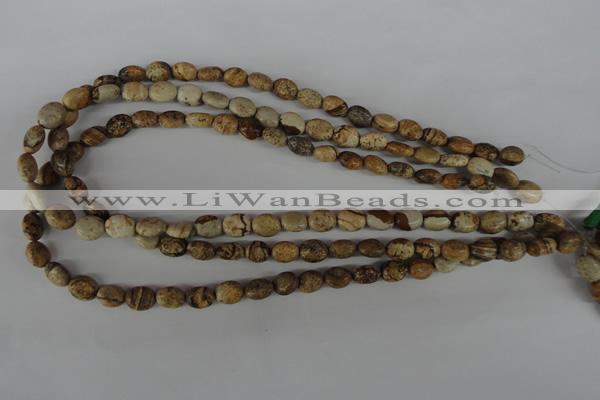 COV34 15.5 inches 8*10mm oval picture jasper beads wholesale