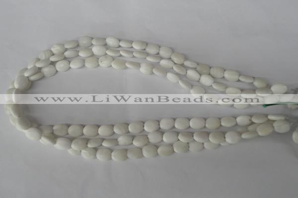 COV48 15.5 inches 8*10mm oval white shell beads wholesale