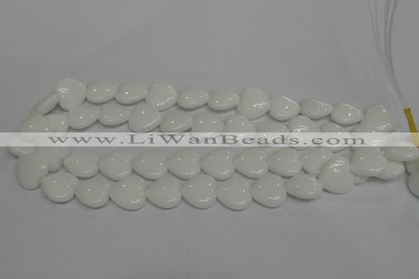 CPB105 15.5 inches 18*18mm heart white porcelain beads wholesale