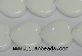 CPB106 15.5 inches 20*20mm heart white porcelain beads wholesale