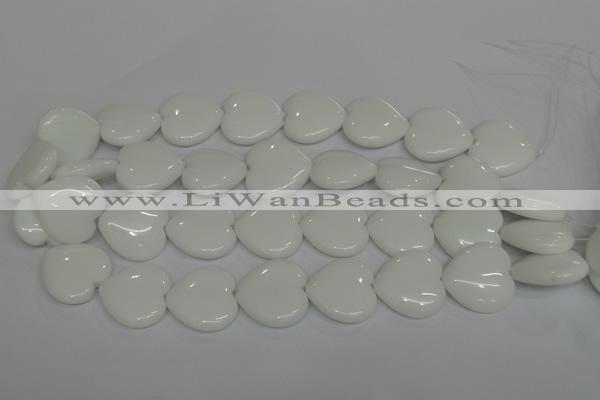 CPB107 15.5 inches 25*25mm heart white porcelain beads wholesale