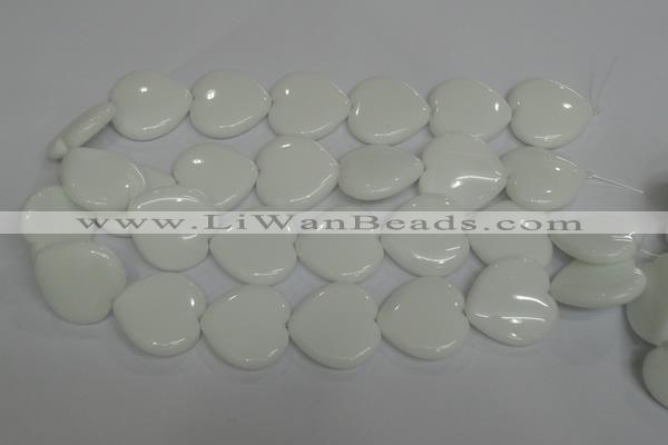 CPB108 15.5 inches 30*30mm heart white porcelain beads wholesale