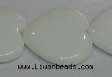 CPB109 15.5 inches 35*35mm heart white porcelain beads wholesale