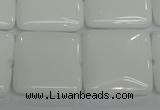 CPB116 15.5 inches 25*25mm square white porcelain beads wholesale