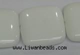 CPB117 15.5 inches 30*30mm square white porcelain beads wholesale