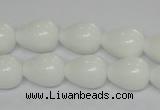 CPB22 15.5 inches 10*14mm teardrop white porcelain beads wholesale