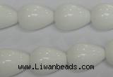 CPB24 15.5 inches 13*18mm teardrop white porcelain beads wholesale