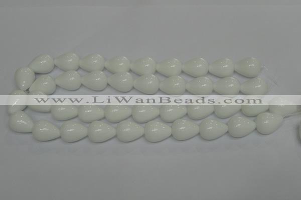 CPB25 15.5 inches 15*20mm teardrop white porcelain beads wholesale