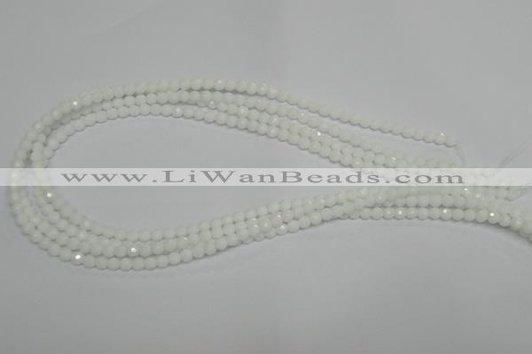 CPB31 15.5 inches 4mm faceted round white porcelain beads wholesale