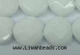 CPB314 15 inches 20*20mm faceted heart white porcelain beads