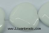 CPB316 15 inches 30*30mm faceted heart white porcelain beads