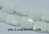 CPB328 15 inches 10*14mm faceted rectangle white porcelain beads