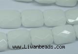 CPB329 15 inches 12*16mm faceted rectangle white porcelain beads