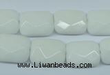 CPB330 15 inches 13*18mm faceted rectangle white porcelain beads