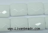 CPB331 15 inches 15*20mm faceted rectangle white porcelain beads