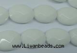 CPB337 15 inches 12*16mm faceted oval white porcelain beads