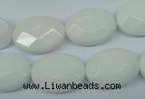 CPB339 15 inches 15*20mm faceted oval white porcelain beads