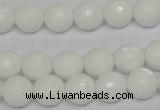 CPB34 15.5 inches 10mm faceted round white porcelain beads wholesale