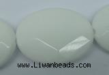 CPB342 15 inches 30*40mm faceted oval white porcelain beads