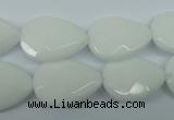 CPB347 15 inches 13*18mm faceted flat teardrop white porcelain beads