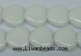 CPB350 15 inches 12*12mm heart white porcelain beads wholesale