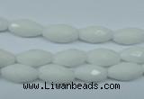 CPB357 15 inches 6*12mm faceted rice white porcelain beads wholesale