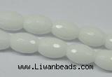 CPB358 15 inches 8*12mm faceted rice white porcelain beads wholesale