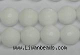 CPB36 15.5 inches 14mm faceted round white porcelain beads wholesale