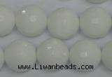 CPB37 15.5 inches 16mm faceted round white porcelain beads wholesale