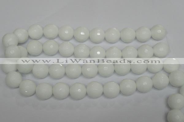 CPB38 15.5 inches 18mm faceted round white porcelain beads wholesale