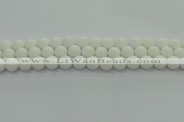 CPB414 15.5 inches 12mm round matte white porcelain beads