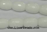 CPB42 15.5 inches 12*16mm faceted drum white porcelain beads