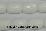 CPB43 15.5 inches 13*18mm faceted drum white porcelain beads