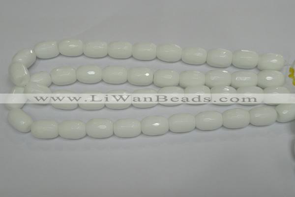 CPB43 15.5 inches 13*18mm faceted drum white porcelain beads