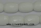 CPB44 15.5 inches 15*20mm faceted drum white porcelain beads