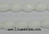 CPB46 15.5 inches 10*14mm faceted rice white porcelain beads